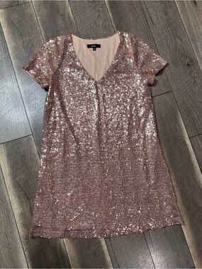 Lulus Sequin Short Sleeve Mini Dress